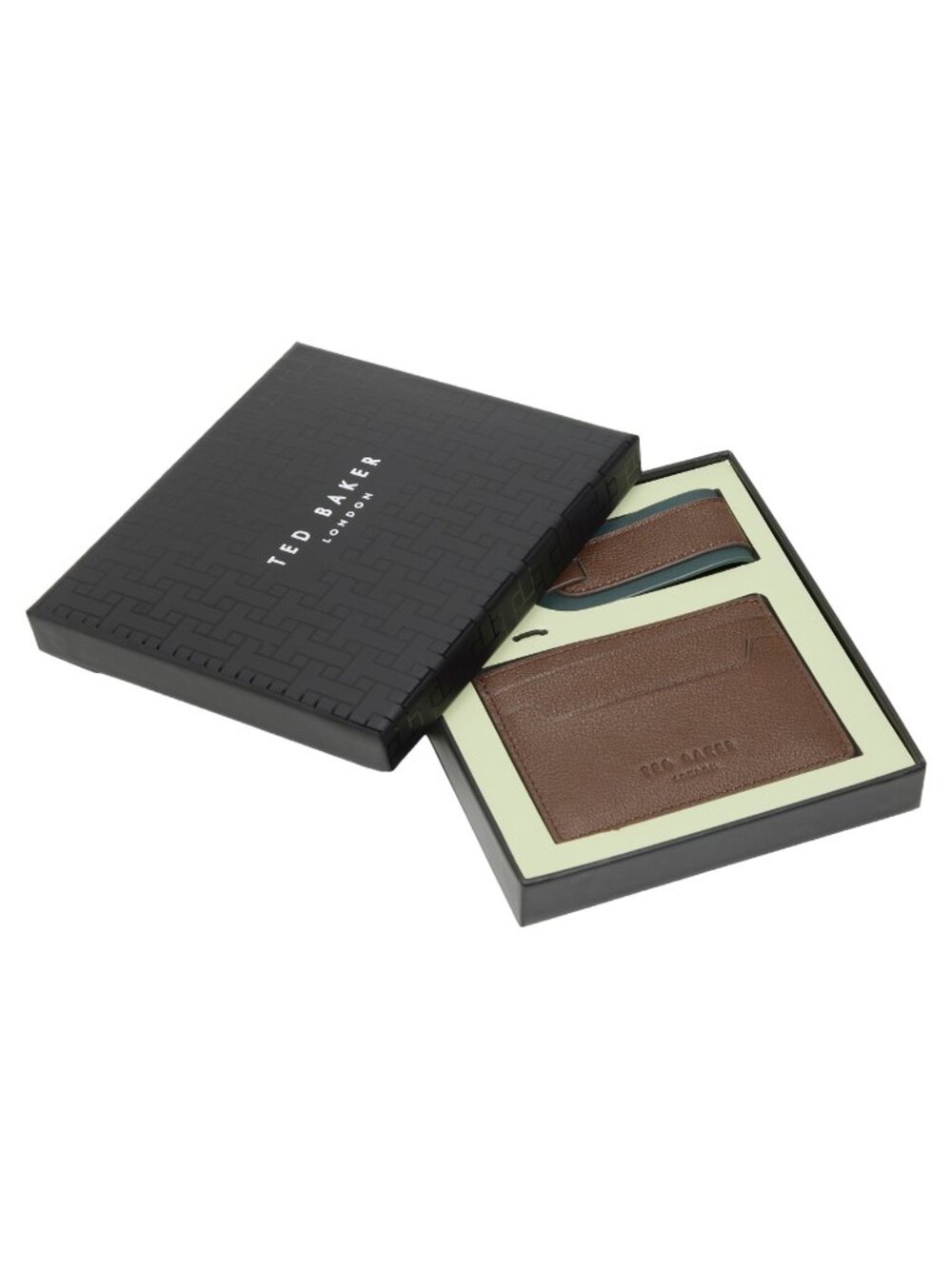 NWT Ted Baker Brown Cavendish Card Holder Wallet Key Ring Set